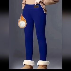 Solid Color Fleece Warm Sports Leggings High Stretch Yoga Fitness Tight …